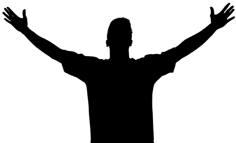 celebratory man silhouette on transparent background - Download Free Stock Videos Pikwizard.com