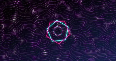 Futuristic Neon Shapes with Virtual Wave Patterns
