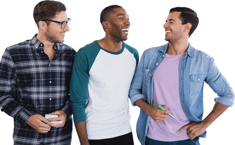 Diverse Group of Happy Businessmen Talking Transparent Background