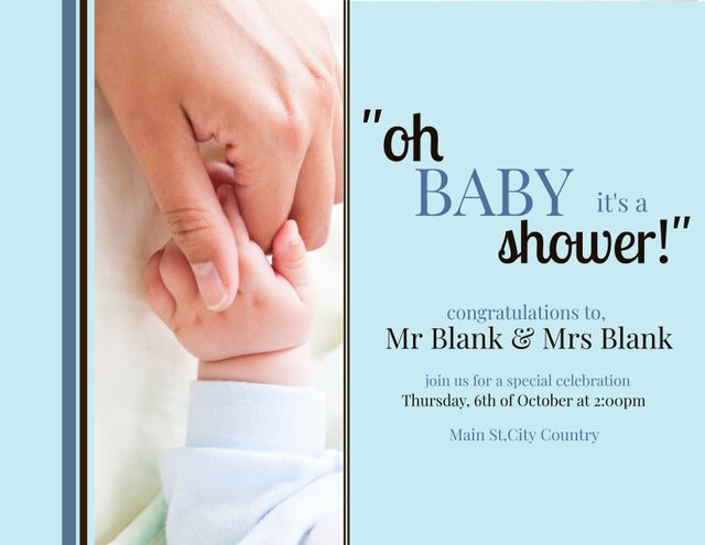 Parent Holding Baby's Hand Announcement Invitation - Download Free Stock Templates Pikwizard.com