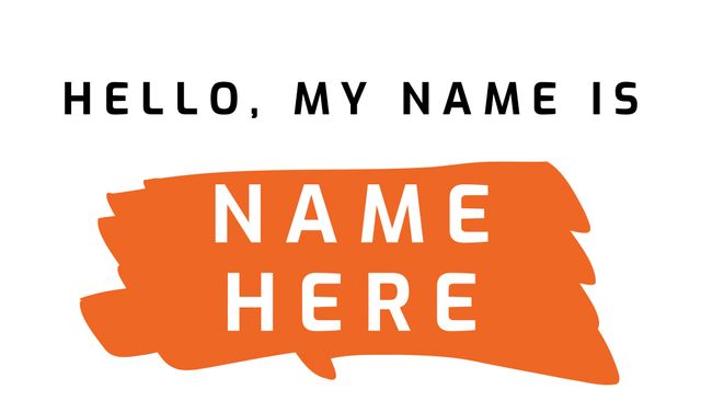 Bright, eye-catching orange name tag template is perfect for personal identification needs. Suitable for events, meetings, and conferences, participants can introduce themselves seamlessly. Simple, customizable design easily integrates into any event theme, providing a welcoming touch for attendees.