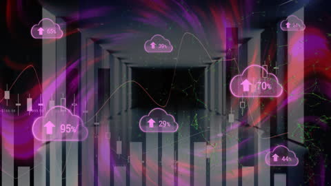 Abstract Digital Cloud Computing Concept with Data Graphics