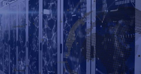 Data Processing in Computer Servers with Digital Globe Overlay - Download Free Stock Images Pikwizard.com