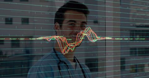 Financial analysis in healthcare concept with doctor and graphs