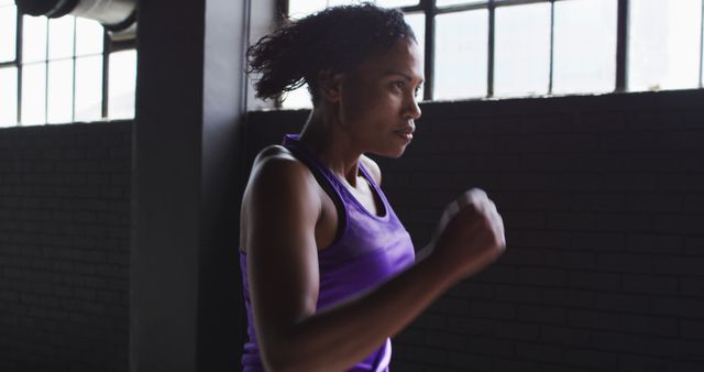 Determined Woman Running Workout in Industrial Gym - Download Free Stock Images Pikwizard.com