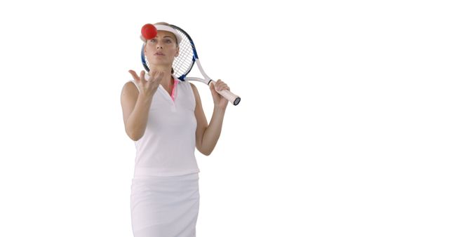 Female Tennis Player Practicing with Tennis Ball in Mid-Air - Download Free Stock Images Pikwizard.com