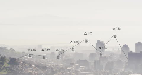 Dynamic Financial Data with Futuristic Cityscape Background