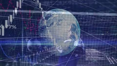 Digital Globe Overlaying Financial Graphs, Data, and Analytics