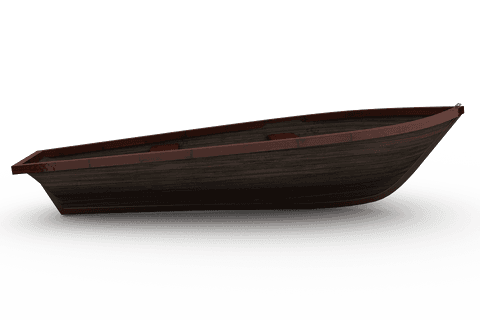 Traditional Wooden Boat Illustration on Transparent Background