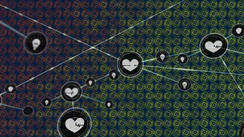 Abstract Networking and Social Media Grid with Icons