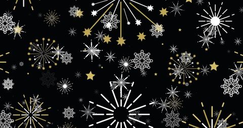Festive snowflakes and fireworks celebration background