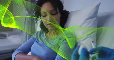 Nurse Offering Injection with Futuristic Green Overlay