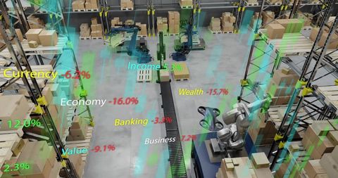 Automated Warehouse with Digital Overlay, Data Analytics in Robotics - Download Free Stock Images Pikwizard.com