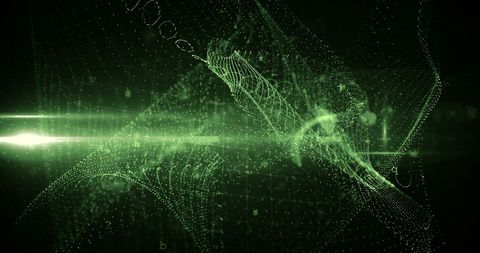 Green digital abstract flow pattern with dots