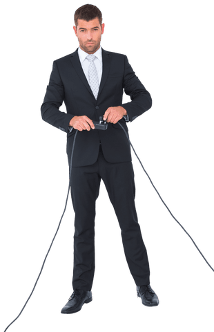 transparent confident businessman connecting plug with purpose - Download Free Stock Videos Pikwizard.com