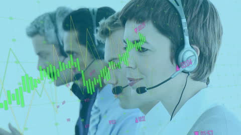 Team of Call Center Professionals Analyzing Financial Data