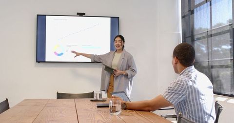 Business Professional Delivering Engaging Presentation