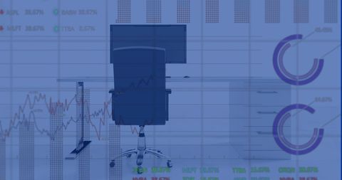 Financial Data Concepts Overlaying Modern Office Environment - Download Free Stock Images Pikwizard.com