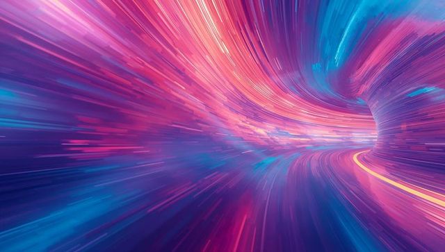 Vibrant Neon Tunnel Enveloped in Motion for Futuristic Design