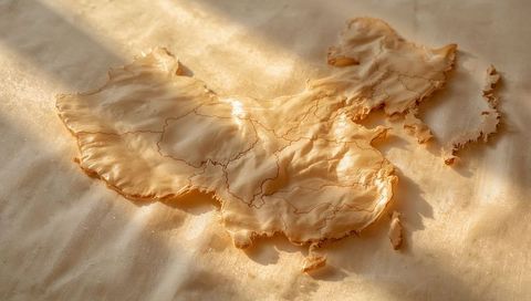 Intricate wooden relief map of china with provincial borders