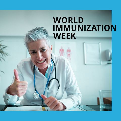 Senior Female Doctor Promoting World Immunization Week - Download Free Stock Templates Pikwizard.com