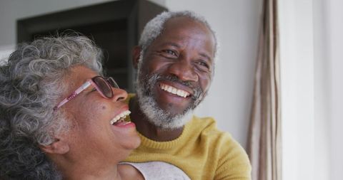 Senior African American Couple Laughing Indoors - Download Free Stock Images Pikwizard.com