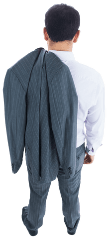 Businessman Standing with Jacket Over Shoulder on Transparent Background