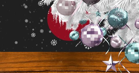 Virtual Christmas Tree with Ornaments and Snowfall