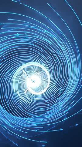 Hypnotic Cyan Vortex Spiraling Around Radiant Core — Futuristic Vertical Loop Motion