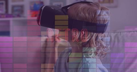Young Child Exploring with VR Headset and Retro Overlay - Download Free Stock Images Pikwizard.com