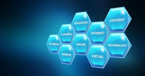 Digital Learning Concepts on Blue Hexagonal Interface - Download Free Stock Images Pikwizard.com