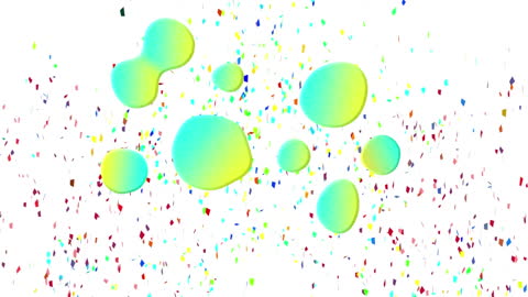 Abstract Green Bubbles with Colorful Confetti Background