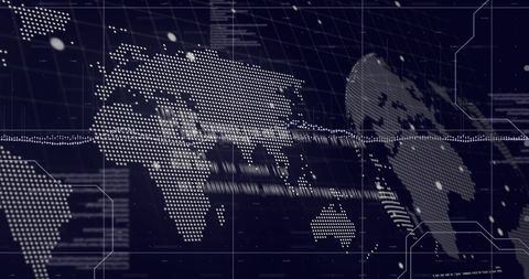 Digital World Map with Data Points in Global Cyber Interface - Download Free Stock Images Pikwizard.com