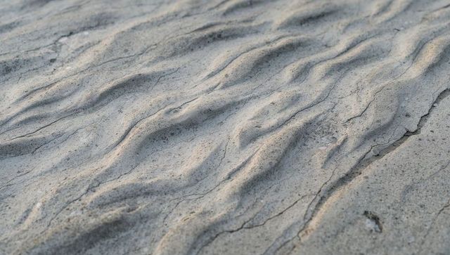 Rippling sand ridges catching low-angle light on tidal shoreline texture detail closeup