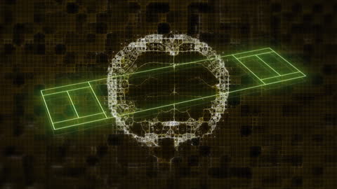 Futuristic Brain on Neon Sports Field: Data and Competition Visualization