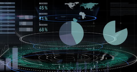 Dynamic Data Visualization with Rotating Blue Graphics