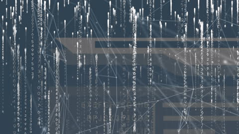 Abstract Digital Rain with Network Connection Lines