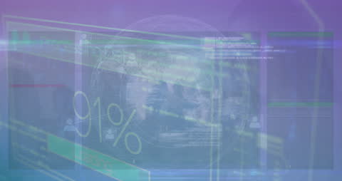 Digital Data Processing with Global Finance Animation Overlay