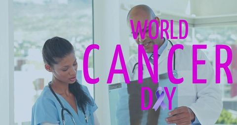 Medical professionals reviewing cancer imaging in modern clinic