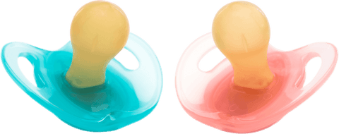 Colorful pacifiers on transparent background for childcare design