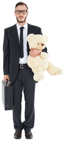 transparent businessman holding teddy bear and briefcase - Download Free Stock Videos Pikwizard.com