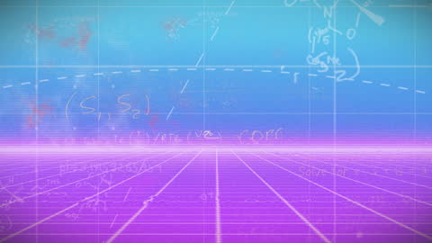 Futuristic Abstract Background with Equations and Grid
