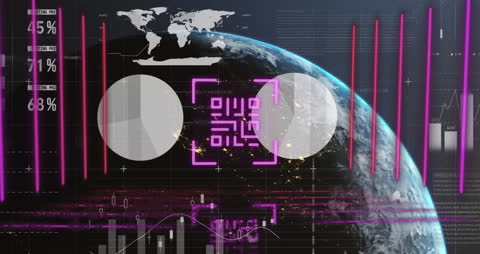 Futuristic QR Code with Global Data Overlay