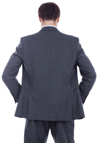 Businessman Standing Confidently Viewed from Back on Transparent Background
