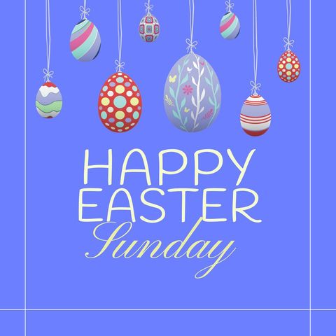 easter greeting with colorful hanging eggs - Download Free Stock Templates Pikwizard.com