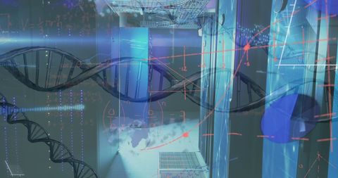 DNA Strand with Digital Data Overlay in Server Room - Download Free Stock Images Pikwizard.com