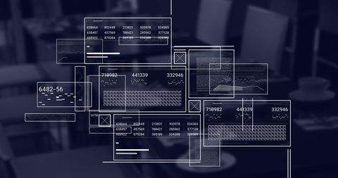 Futuristic Interface with Data over Modern Workspace - Download Free Stock Images Pikwizard.com