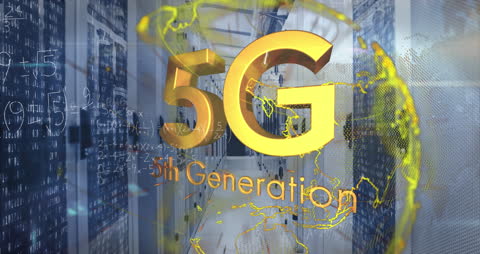 5G Networking Technology with Digital Globe and Calculations in Server Room