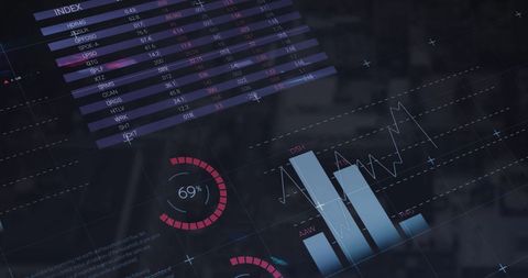 Digital Analytics Interface with Dynamic Charts and Social Media Icons - Download Free Stock Images Pikwizard.com
