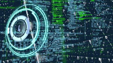 Futuristic Interface with Scanning Radar and Data Streams